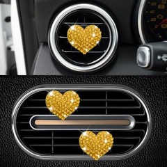 4PCS Heart-Shaped Car Vent Clip with Rhinestone, Vent Clip Car Style1 Yellow