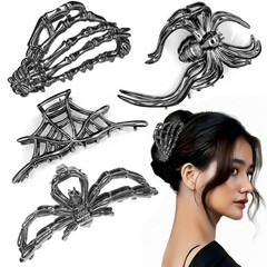 4 PCS Halloween Large Spider Web Skeleton Hand Skull Hair Classic