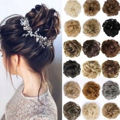 Messy Curly Fake Hair Bun Piece Extensions Hairpiece Hair Clip In Scrunchie US