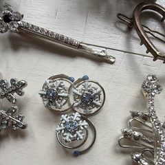 Rhinestone & Faux Pearl Embellished Hair Clips Lot Heart Flower Wedding Party
