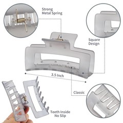 3.5 Inch Square and Rectangular Hair Clips – 12 Pcs Claw Clips for Thick and Thi