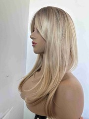 6.3″x6.3″ Brown Ombre Blonde Heat Resistant Synthetic Hair Topper Clip in 18″