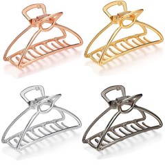 4 PCS Metal Hair Claw Clips 3 In Large Catch Barrette Jaw Clamp Half Bun