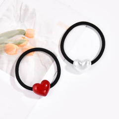 2 Pcs Heart Hair Ties Women Girls Elastic Ponytail Holders Cute Hair Bands Daily