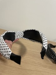 Polka Dot Knotted Headband Set of 3 Navy Black White Retro Preppy Hair Bundle
