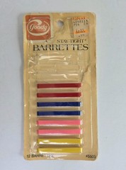 1975 Goody 8 Stay Tight Barrettes Spring Clasp Open Pack NOS 2″ Multi Color USA