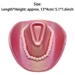 Cowgirl Cowboy Hat Hair Clip with Rhinestones Faux Pearl Mini Small Hat Clip