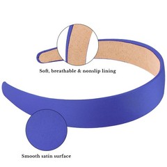Wecoe Royal Blue Headband 1.2 Inch Wide Silk 1 Count (Pack of 1),