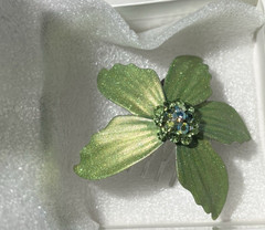 Vintage Y2k Metal Hair Comb Green Jeweled Flower Fairycore Summer Garden Party