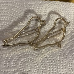 Vintage 5 Hair Clips Barrette Metal Rhinestones Gold/Silver Tone Birds Butterfly