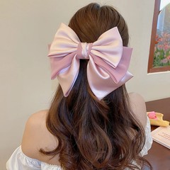 Sweet Pink Bow Hairpins Solid Color Big Bowknot Hair Clips Women Girls Soft