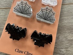 Kitsch Mini Claw Clips 6-pc. Halloween Hair Accessory Set Ghosts Bats Webs New