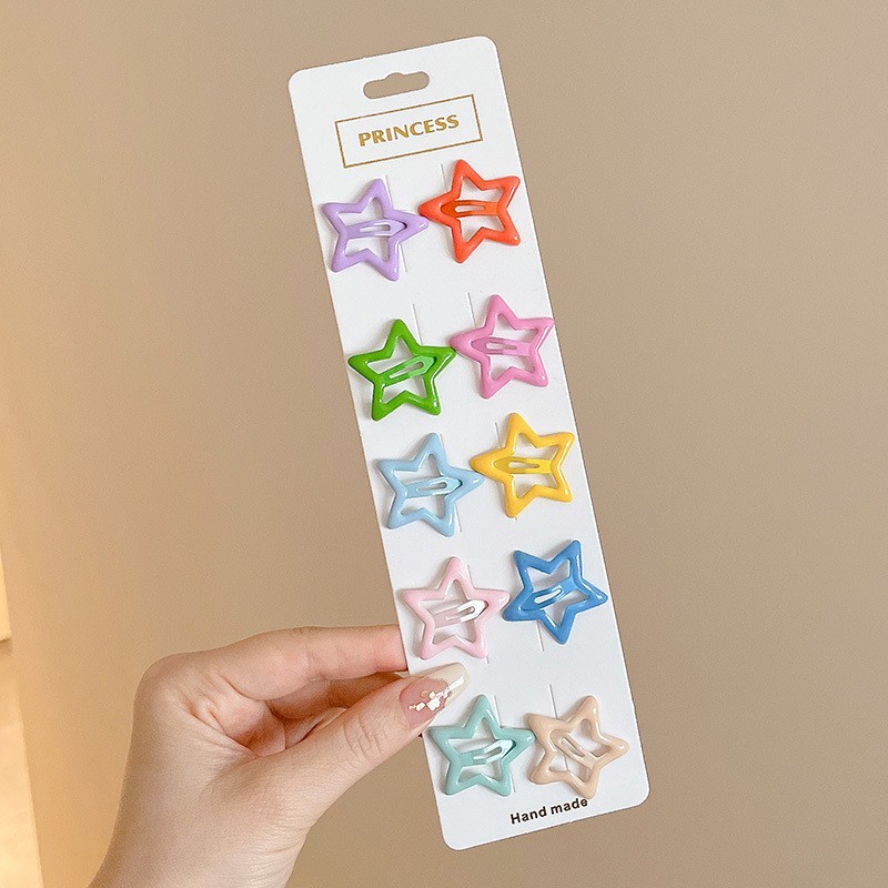 10PCS Colorful Star Hair Clips – Iridescent Baby Girl Barrettes Hair A