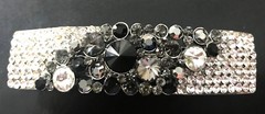 New Multi Rhinestone 3” Hair Barrette Band With Black and Gray Crystal