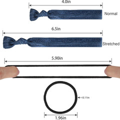 Mens No Damage Knotted Elastic Fabric Hair Ties – Flat Ribbon Ponytail Holders f