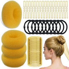 134 Pcs Black Hair Bun Maker Kit Medium – 4 Bun Hair Pieces for Women, 20 Hair N