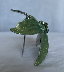 Vintage Y2k Metal Hair Comb Green Jeweled Flower Fairycore Summer Garden Party