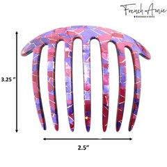 French Amie 7 Teeth Handmade Celluloid Side Hair Comb for Women and Girls
