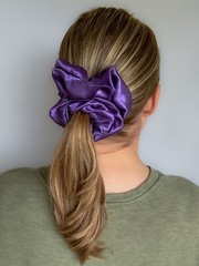 Purple Silky Satin Scrunchie | Big Scrunchies | Fashion Hair Ties | Team Colors