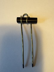 Vintage Minimalist 70’s 80’s Artisan Made Hair Pick-Slide / Brass & Hardwood