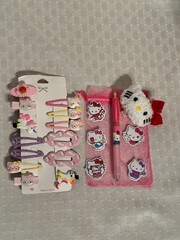 Kawaii Hello Kitty Hair Clips For All Hair Types Anime Pen Stickers Gift Pack