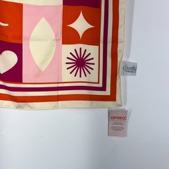Amika Printed Hair Scarf Orange Pink Geometric Retro Abstract Square Head Scarf