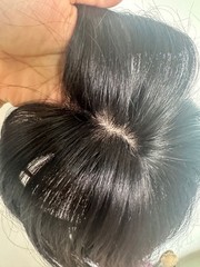 2.75″x4.3″ Traceless Front Silk Base 100% Human Hair Topper 12″, with Thick Bang