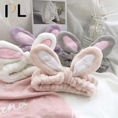 5Pcs Set Plush Bunny Ear Headband Cute Makeup Wash Face Spa Hairband Women&girls