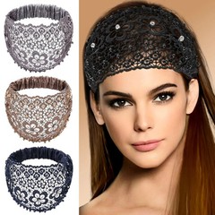 4 Pcs Wide Lace and Boho Style Headband For Women,Boho Pearl Headband for Women，