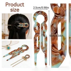 4PCS French U-Shaped Hair Clips – 4.6″ Magic-Grip U-Grip Pins for Long, Thick, C