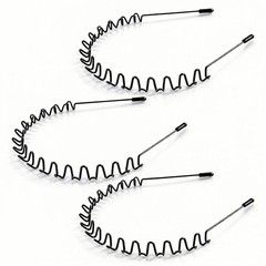 3 Pack Metal Hair Bands for Men Zigzag Anti-Slip Sports Headbands