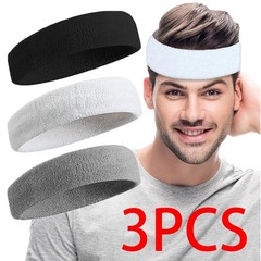 3 pcs Men & Women Sweatband Headband Terry Cloth Moisture Wicking for Sports