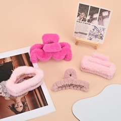 Yonchic 4-Piece Faux Fur Hair Accessories, 4 Count (Pack of 1), Pink