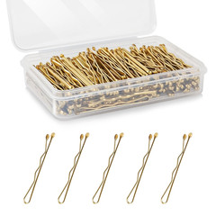 Gold Mini Bobby Pins, 150 Count with Storage Box for All Hair Types