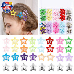 55Pcs Colorful Star Hair Clips for Women and Girls – Metal Snap Barrettes
