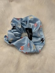 CHANEL Blue LOGO Scrunchie Beauty Hair Accessory 100% Silk ~ NEW without Tags