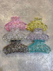 Transparent clear colored iridescent diamond cut design double grip acrylic
