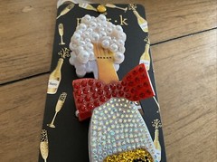 Piper K Holiday Pop Champagne Bottle/ Red Bow Pearls & Rhinestones Hair Clip New