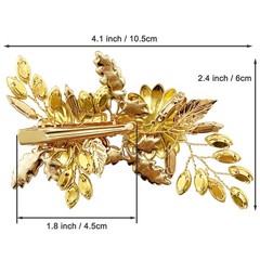 Bridal Hair Clip White Enamel Flower Gold Leaf Crystal Wedding Vine Green