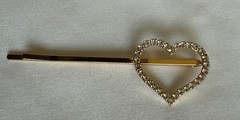 Bride Hair Pin Set Faux Seed Pearls & Rhinestone Heart Hair Pin Gold Tone