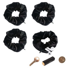 Velvet Scrunchie with Zipper Pocket for Women – 4PCS Hidden Storage Hair Tie