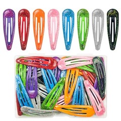48 Pcs Cute Metal Glitter Teardrop Snap Hair Clips for Women & Glitter-Colorful