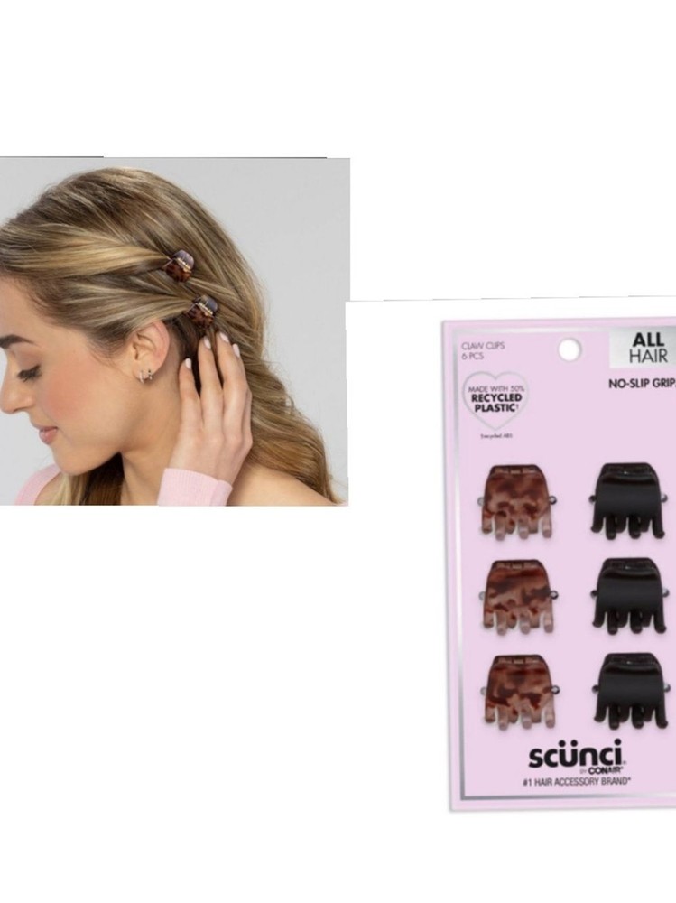 scunci Mini Claw Clip Set – Black & Tortoiseshell Brown