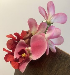Tropical Floral Tiki Head Party Wedding Silk Flowers Hair Clip Handcrafted #56