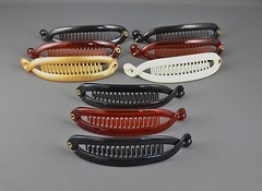 Brown Black set pack of 3 small banana hair clips comb plastic 4.75″ long