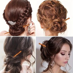 4pcs Stick Hair Clips Pins Women Wood Hair Sticks Natural Chopstick Shaped Hairp