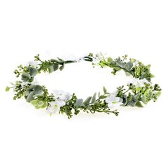 Vividsun Bridal Green Leaf Crown Bohemian 1 Count (Pack of 1), white flower