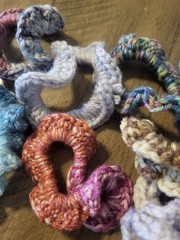 Lot Of 10 Hand Crocheted Ponytail Holsers. Multi-Colored. All New Material.