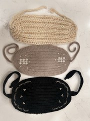3 Charming VTG Ladies Knit Ear Warmer Tie Headbands Beaded Made In Italy Japan
