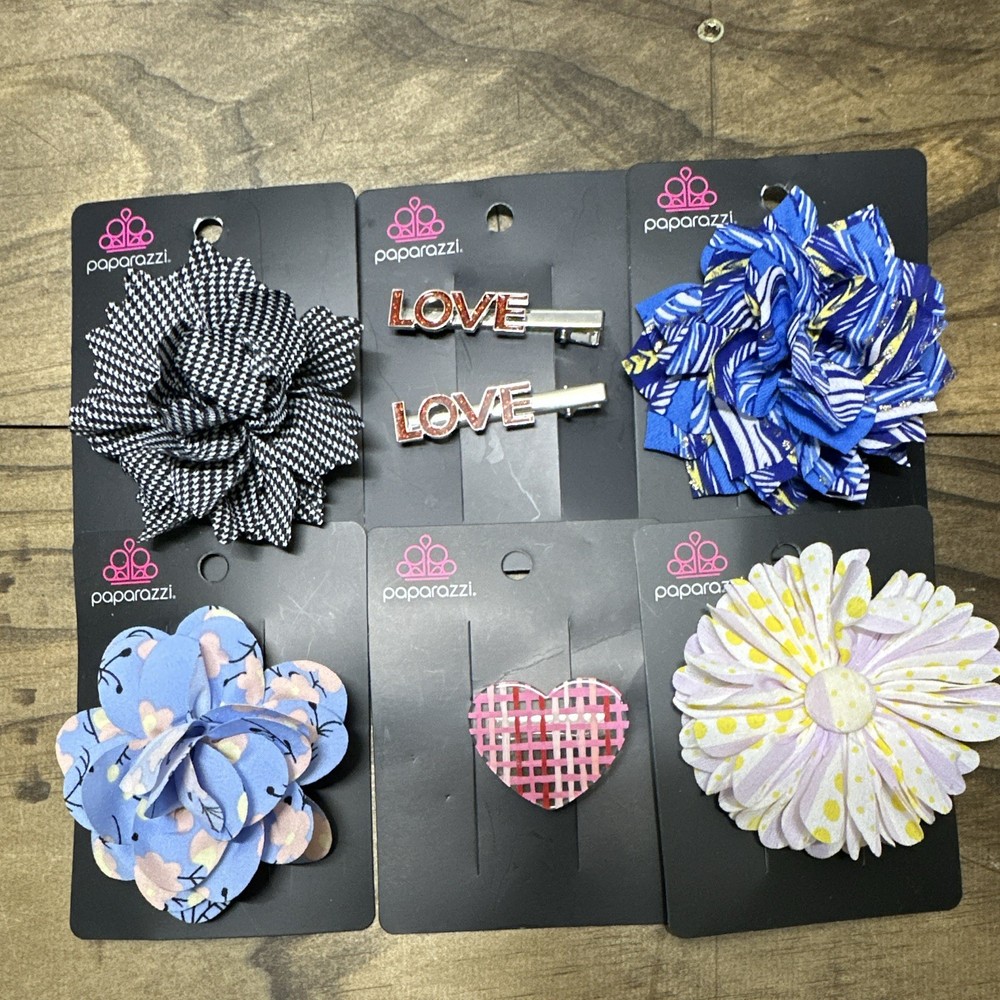 Paparazzi Hair Clip Lot Flower Floral Bow Love Theme Multicolor